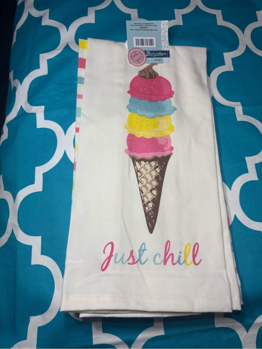 New Ice Cream Cone Kitchen Towels - Multicolor Stripes